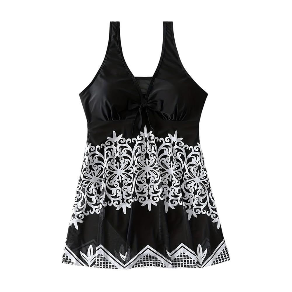 Tummy control black one piece swimsuit built in shorts size XL